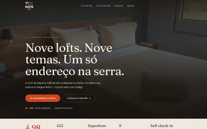 Topo do site de Tinog Lofts